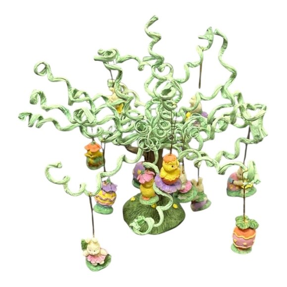 Mini Miniature Easter Tree Spring Eggs Decor Decoration Rabbit Bunny Easter VTG - Picture 10 of 13